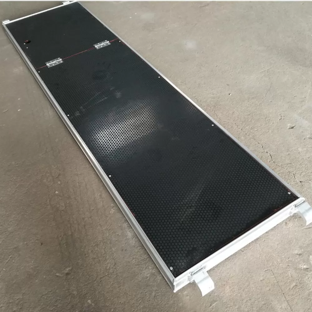 Aluminum plywood platform with trapdoor and ladder